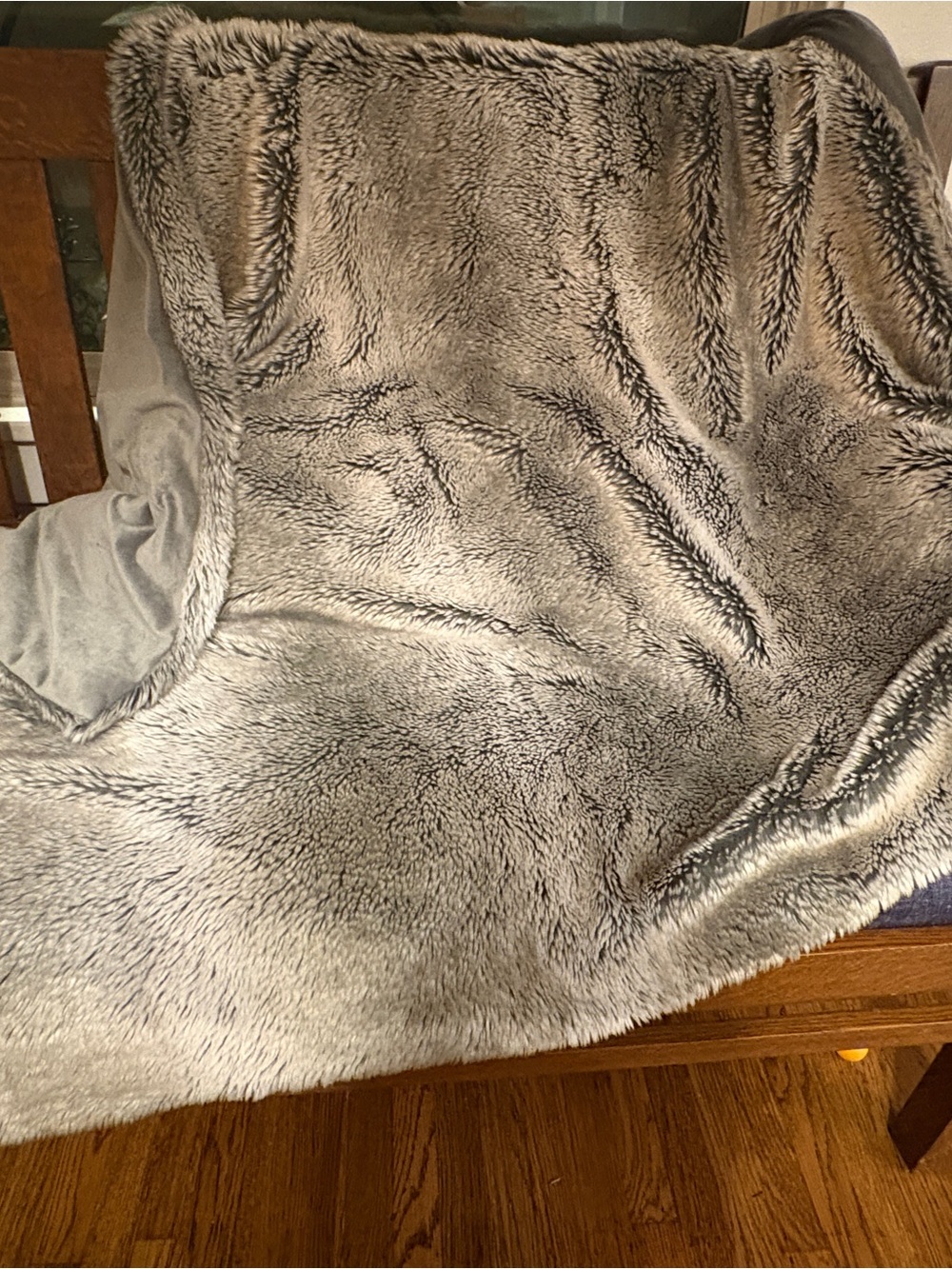 West Elm Faux Fur Throw Blanket - Silver Gray